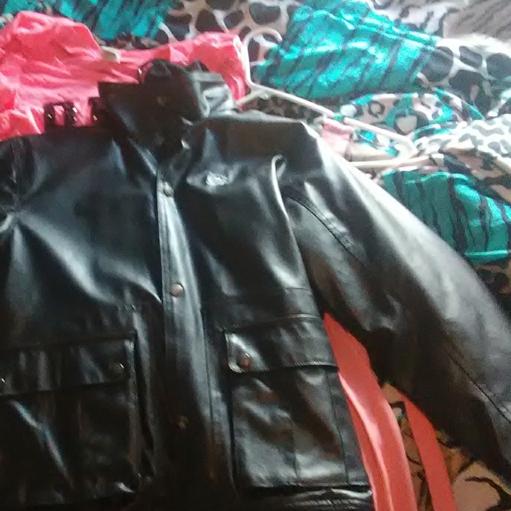 Leather polo jacket